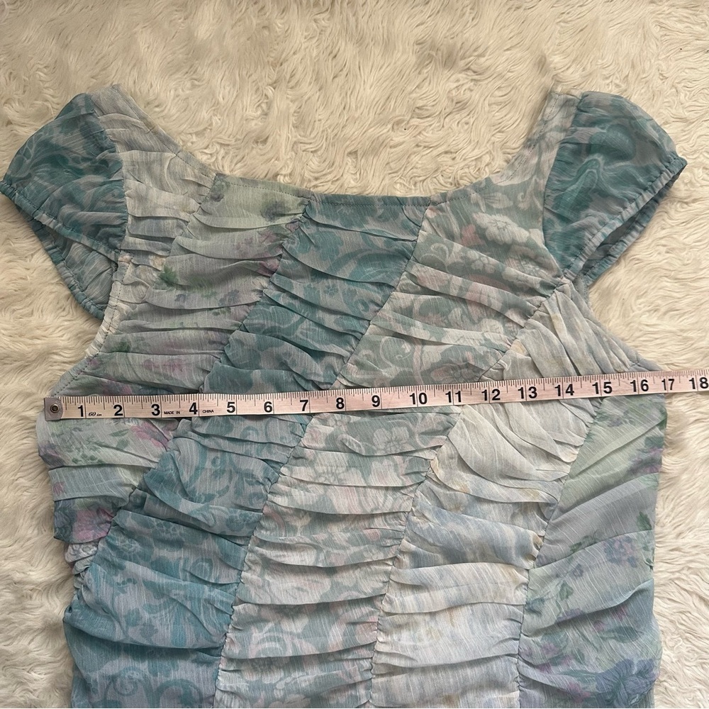 Free People Dress Heart To Heart Midi Flowy Fairycore Floral Blue Sz 12 - Picture 12 of 13